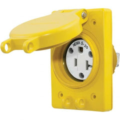 Hubbell Wiring Device-Kellems - 125V 20A NEMA 5-20R Industrial Grade Yellow Straight Blade Single Receptacle - Americas Tooling