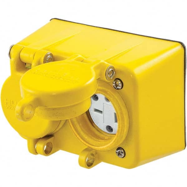 Hubbell Wiring Device-Kellems - 250 VAC 20A NEMA 6-20R Industrial Grade Yellow Straight Blade Duplex Receptacle - Americas Tooling