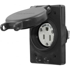 Hubbell Wiring Device-Kellems - 125V 15A NEMA 5-15R Industrial Grade Black Straight Blade Single Receptacle - Americas Tooling