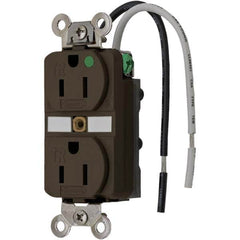 Hubbell Wiring Device-Kellems - 125V 15A NEMA 5-15R Hospital Grade Brown Straight Blade Duplex Receptacle - Americas Tooling