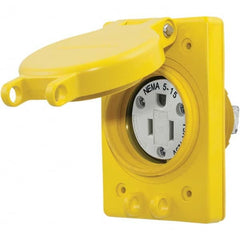 Hubbell Wiring Device-Kellems - 125V 15A NEMA 5-15R Industrial Grade Yellow Straight Blade Single Receptacle - Americas Tooling