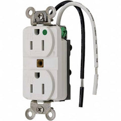 Hubbell Wiring Device-Kellems - 125V 15A NEMA 5-15R Hospital Grade White Straight Blade Duplex Receptacle - Americas Tooling