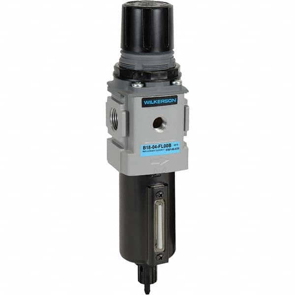 FRL Combination Unit: 1/4 NPT, Compact, 1 Pc Filter/Regulator 148 SCFM, 250 Max psi, Aluminum Bowl, Manual Drain