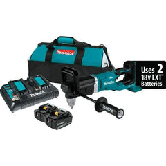 Makita - 36 Volt 1/2" Chuck Right Angle Handle Cordless Drill - 0-1400 RPM, Reversible, 2 Lithium-Ion Batteries Included - Americas Tooling