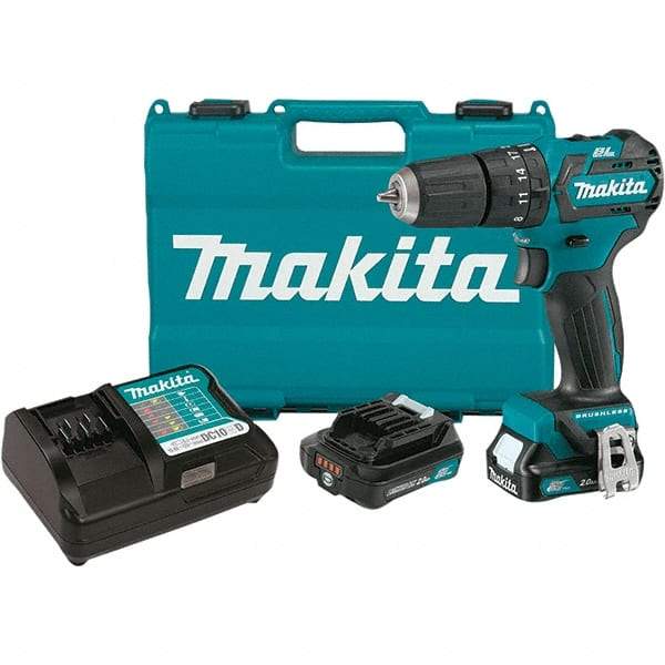 Makita - 12 Volt 3/8" Keyless Chuck Cordless Hammer Drill - 0 to 22,500 BPM, 0 to 1,500 RPM, Reversible - Americas Tooling