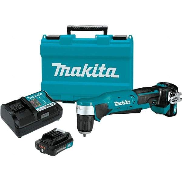 Makita - 12 Volt 3/8" Chuck Right Angle Handle Cordless Drill - 0-1100 RPM, Keyless Chuck, Reversible, 2 Lithium-Ion Batteries Included - Americas Tooling