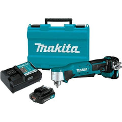 Makita - 12 Volt 3/8" Chuck Right Angle Handle Cordless Drill - 0-1100 RPM, Keyless Chuck, Reversible, 2 Lithium-Ion Batteries Included - Americas Tooling