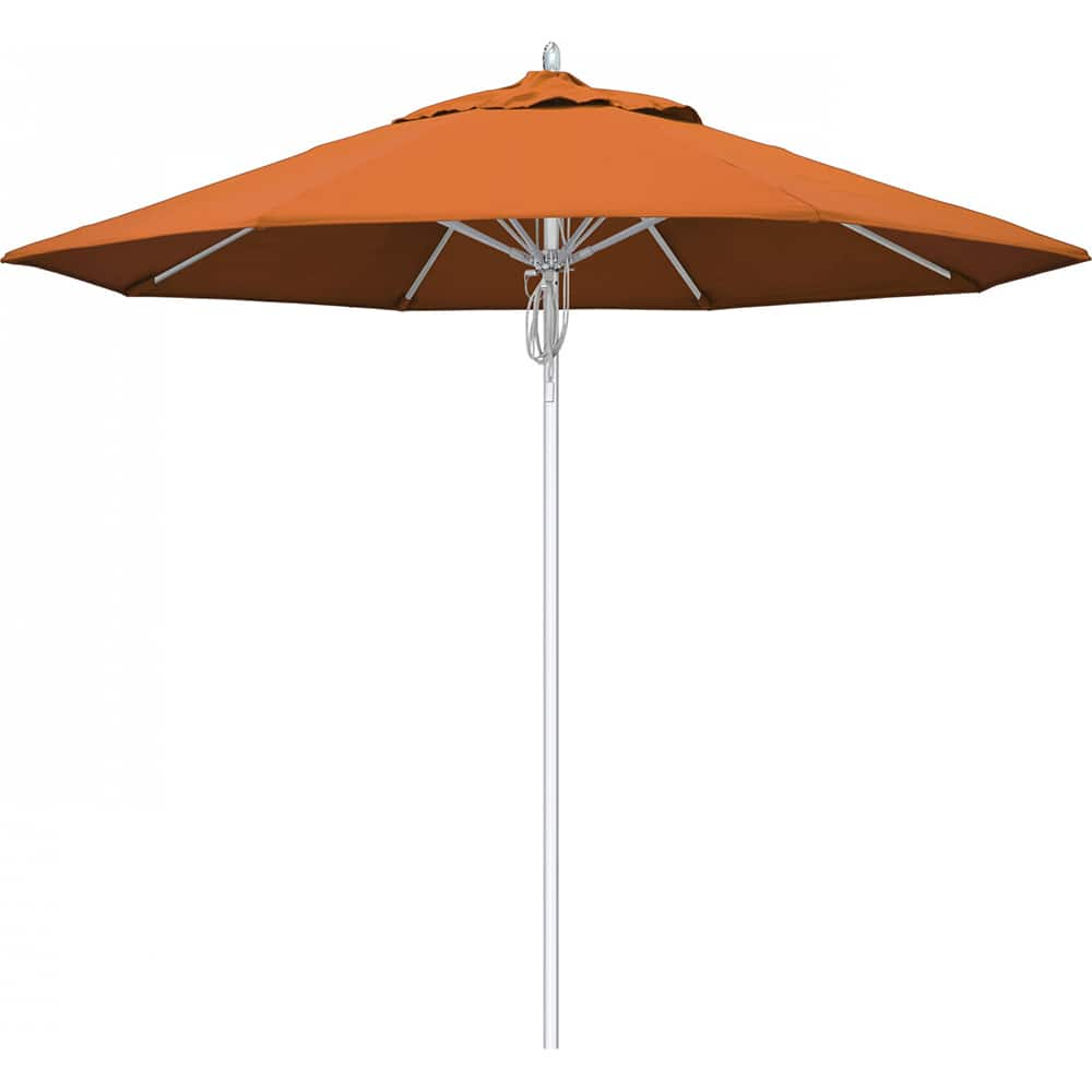 California Umbrella - Patio Umbrellas; Umbrella Diameter (Inch): 108 ; Height (Feet): 8.666 ; Fabric Color: Tuscan ; Base Included: No ; Frame Material: Aluminum ; Frame Color: Silver - Exact Industrial Supply