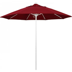 California Umbrella - Patio Umbrellas; Umbrella Diameter (Inch): 108 ; Height (Feet): 8.583 ; Fabric Color: Red ; Base Included: No ; Frame Material: Aluminum ; Frame Color: White - Exact Industrial Supply