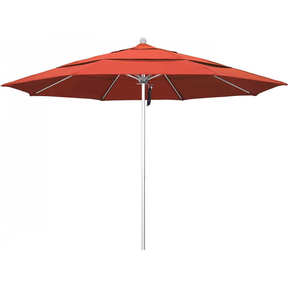 California Umbrella - Patio Umbrellas; Umbrella Diameter (Inch): 132 ; Height (Feet): 8.916 ; Fabric Color: Sunset ; Base Included: No ; Frame Material: Aluminum ; Frame Color: Silver - Exact Industrial Supply