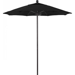 California Umbrella - Patio Umbrellas; Umbrella Diameter (Inch): 90 ; Height (Feet): 8.000 ; Fabric Color: Black ; Base Included: No ; Frame Material: Aluminum ; Frame Color: Bronze - Exact Industrial Supply