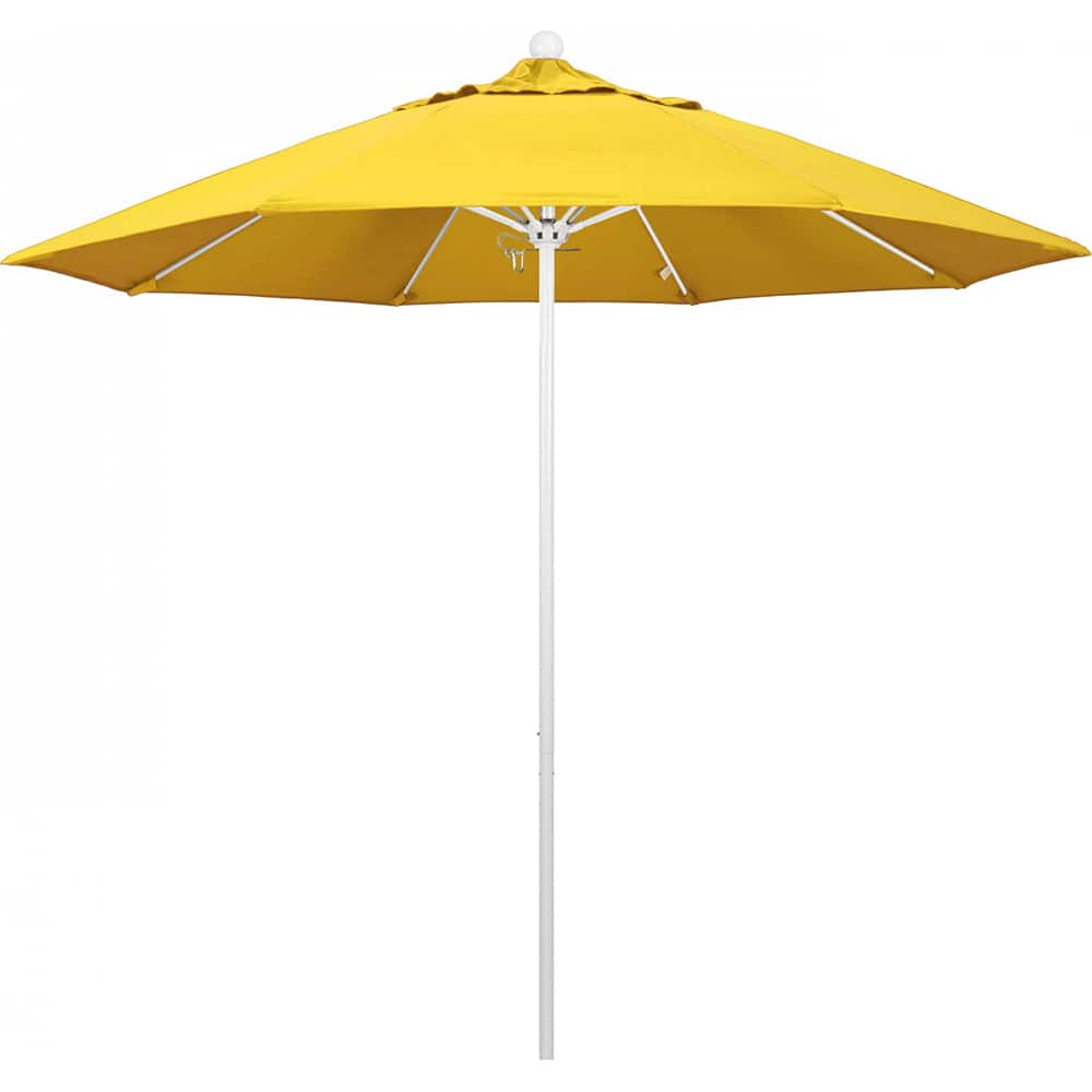 California Umbrella - Patio Umbrellas; Umbrella Diameter (Inch): 108 ; Height (Feet): 8.583 ; Fabric Color: Lemon ; Base Included: No ; Frame Material: Aluminum ; Frame Color: White - Exact Industrial Supply