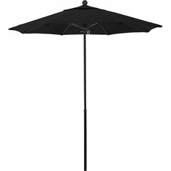 California Umbrella - Patio Umbrellas; Umbrella Diameter (Inch): 90 ; Height (Feet): 7.750 ; Fabric Color: Black ; Base Included: No ; Frame Material: Fiberglass-reinforced Nylon ; Frame Color: Black - Exact Industrial Supply