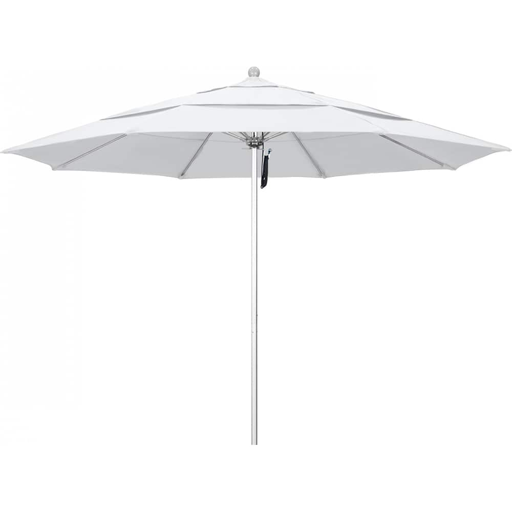 California Umbrella - Patio Umbrellas; Umbrella Diameter (Inch): 132 ; Height (Feet): 8.916 ; Fabric Color: White ; Base Included: No ; Frame Material: Aluminum ; Frame Color: Silver - Exact Industrial Supply