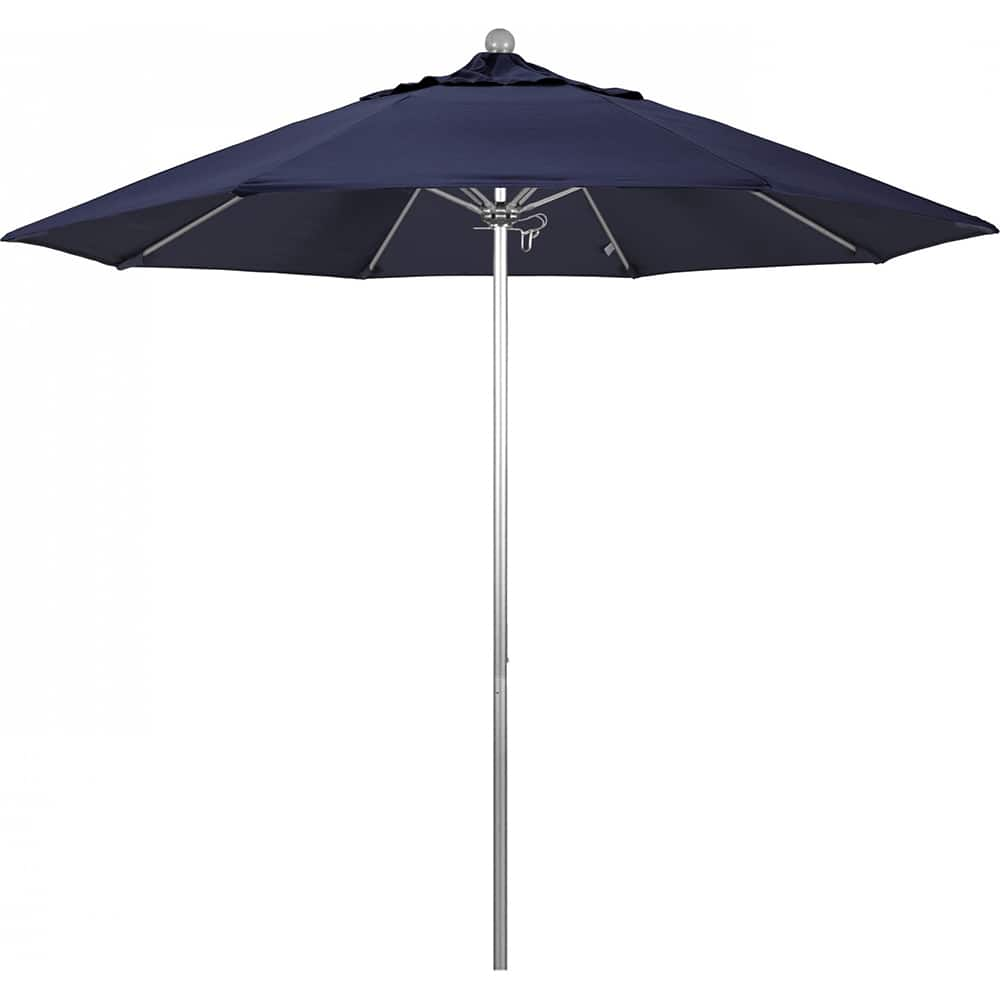 California Umbrella - Patio Umbrellas; Umbrella Diameter (Inch): 108 ; Height (Feet): 8.583 ; Fabric Color: Navy Blue ; Base Included: No ; Frame Material: Aluminum ; Frame Color: Silver - Exact Industrial Supply