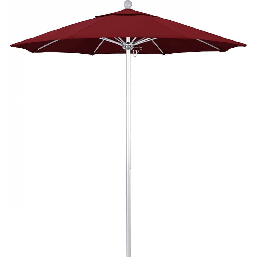 California Umbrella - Patio Umbrellas; Umbrella Diameter (Inch): 90 ; Height (Feet): 8.000 ; Fabric Color: Red ; Base Included: No ; Frame Material: Aluminum ; Frame Color: Silver - Exact Industrial Supply