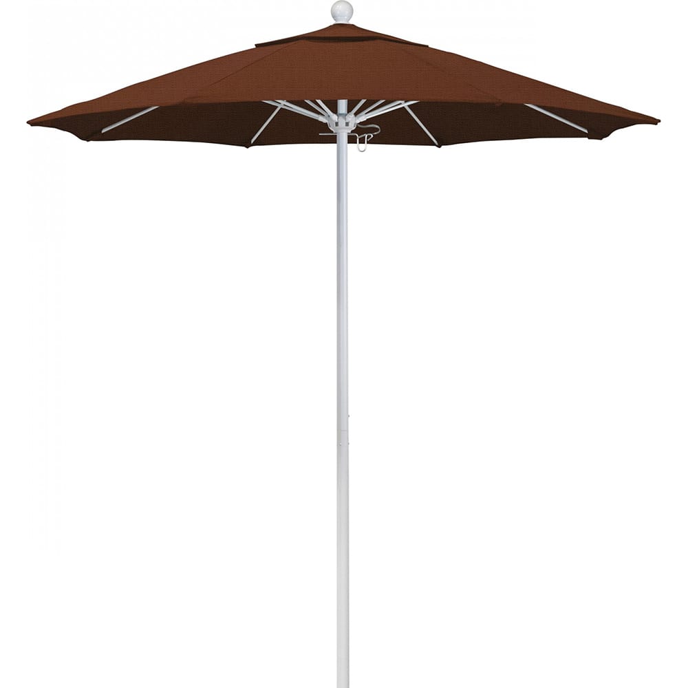 California Umbrella - Patio Umbrellas; Umbrella Diameter (Inch): 90 ; Height (Feet): 8.000 ; Fabric Color: Terracotta ; Base Included: No ; Frame Material: Aluminum ; Frame Color: White - Exact Industrial Supply