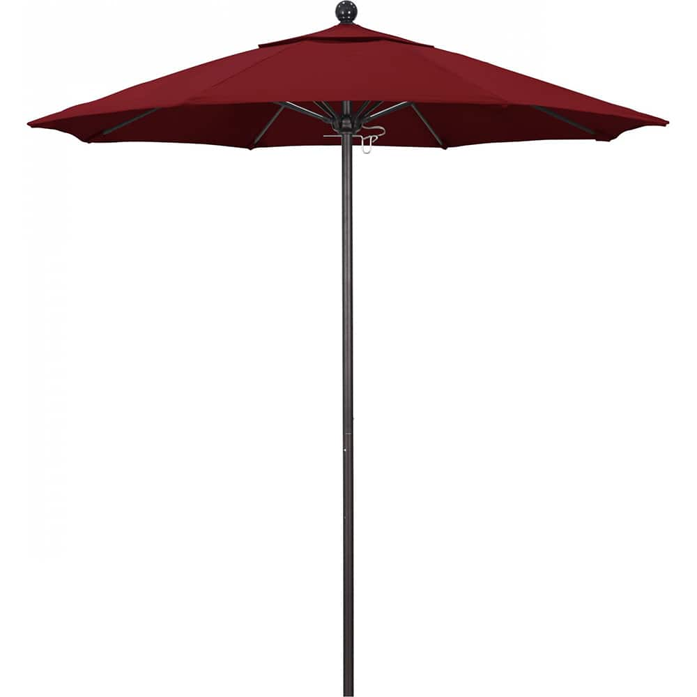 California Umbrella - Patio Umbrellas; Umbrella Diameter (Inch): 90 ; Height (Feet): 8.000 ; Fabric Color: Red ; Base Included: No ; Frame Material: Aluminum ; Frame Color: Bronze - Exact Industrial Supply