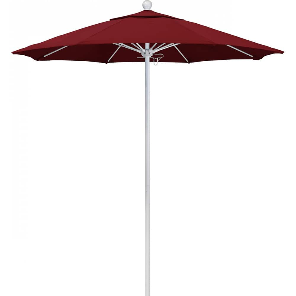 California Umbrella - Patio Umbrellas; Umbrella Diameter (Inch): 90 ; Height (Feet): 8.000 ; Fabric Color: Red ; Base Included: No ; Frame Material: Aluminum ; Frame Color: White - Exact Industrial Supply