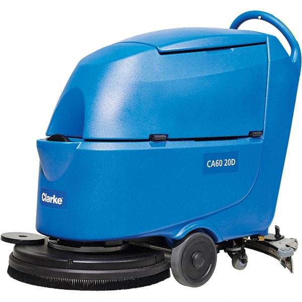 Clarke - 20" Cleaning Width, Battery Powered Walk Behind & Floor Scrubber - 0.6 hp, 150 RPM, 47" Water Lift, 16 Gal Tank Capacity, Series CA60 - Americas Tooling