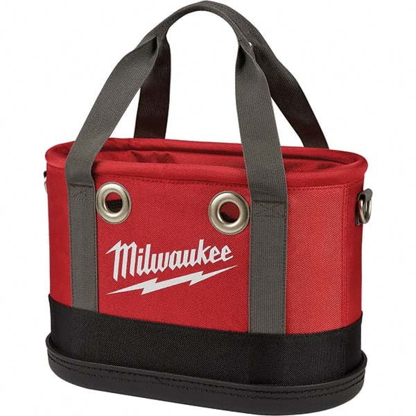 Milwaukee Tool - 24 Pocket, Ballistic Nylon, Black/Red Tool Bag - Americas Tooling