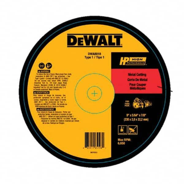 DeWALT - 9 x 5/64, 7/8" Hole Aluminum Oxide Cutoff Wheel - Americas Tooling