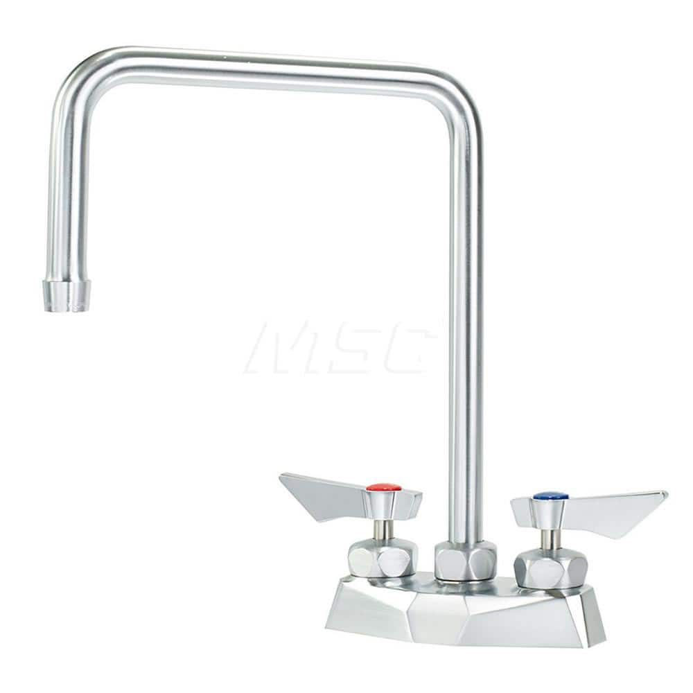 Industrial & Laundry Faucets; Type: Base Mount Faucet; Style: Base Mounted; Design: Base Mounted; Handle Type: Lever; Spout Type: Double Bend; Mounting Centers: 4; Spout Size: 8-1/2; Finish/Coating: Chrome Plated Satin; Type: Base Mount Faucet