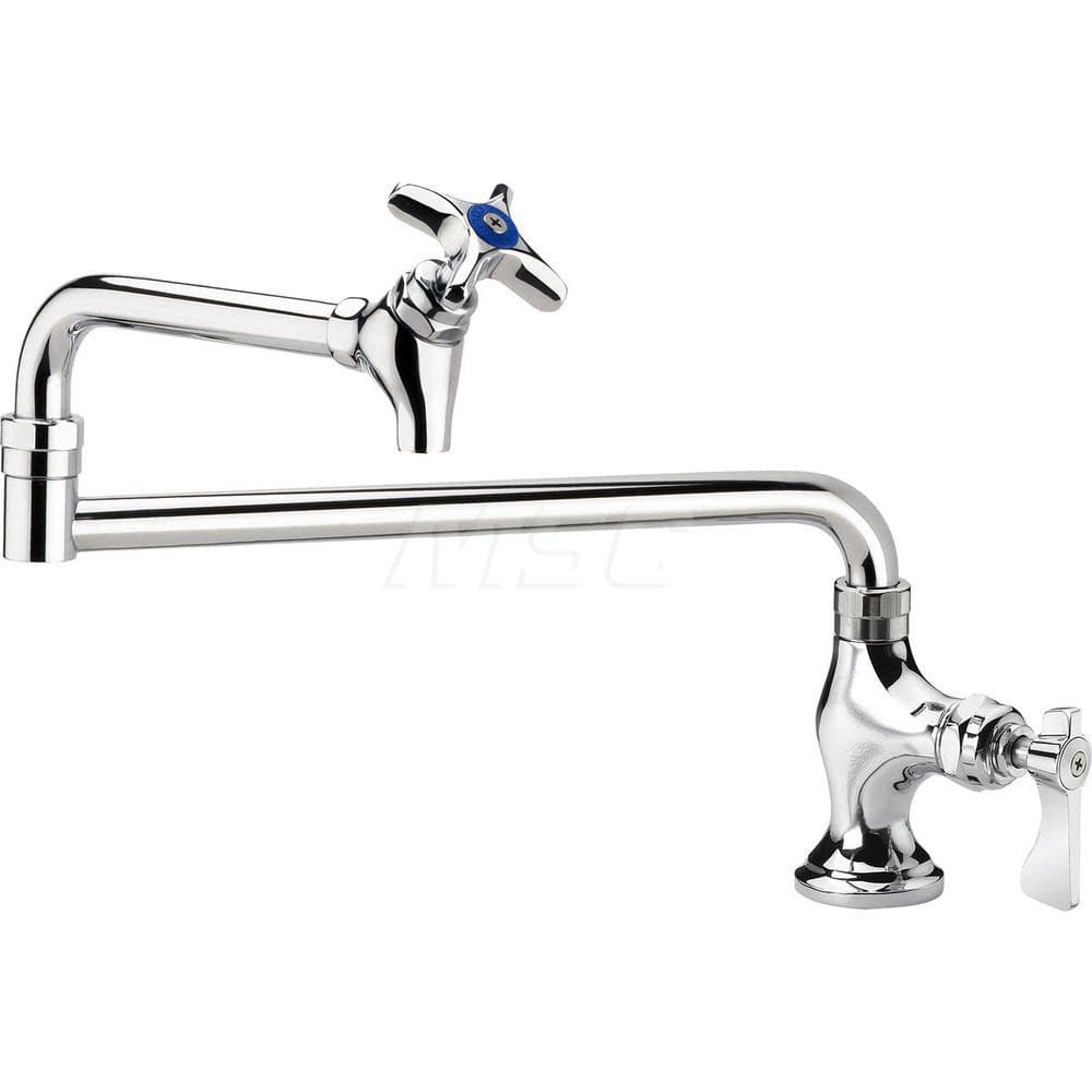 Industrial & Laundry Faucets; Type: Base Mount Faucet; Style: Base Mounted; Design: Base Mounted; Handle Type: Lever; Spout Type: Swing Spout/Nozzle; Mounting Centers: Single Hole; Spout Size: 24; Finish/Coating: Chrome Plated Brass; Type: Base Mount Fauc