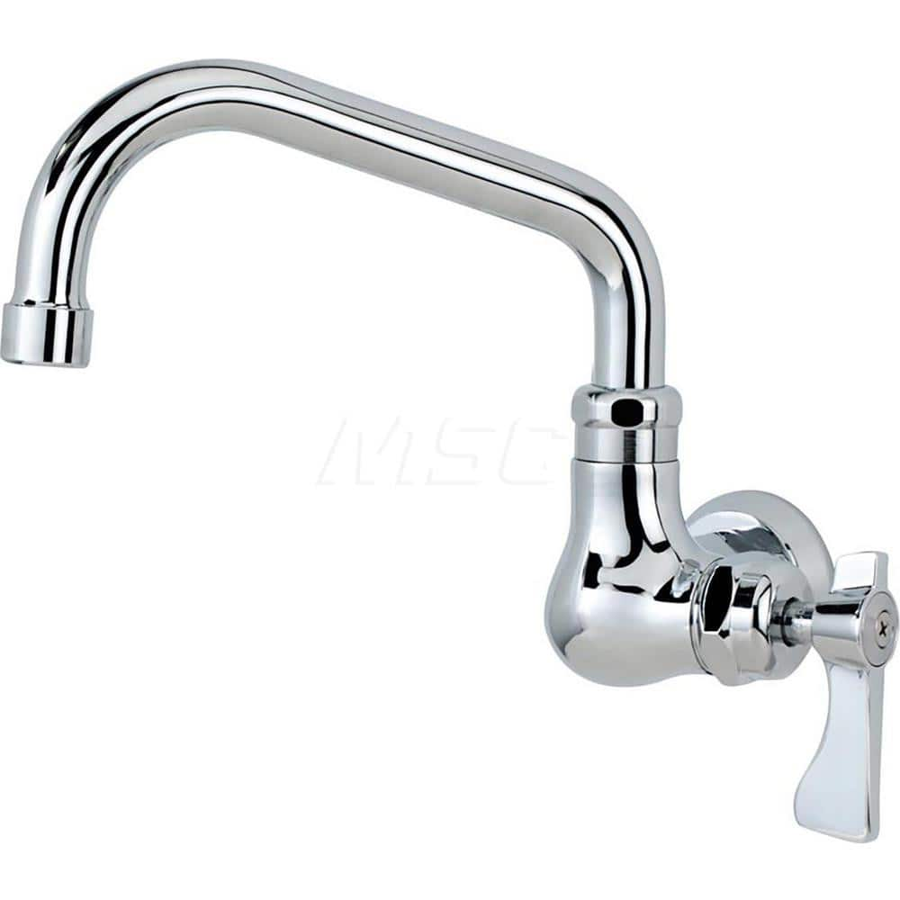 Industrial & Laundry Faucets; Type: Wall Mount Faucet; Style: Wall Mount; Design: Wall Mount; Handle Type: Lever; Spout Type: Swing Spout/Nozzle; Mounting Centers: Single Hole; Spout Size: 6; Finish/Coating: Chrome Plated Brass; Type: Wall Mount Faucet