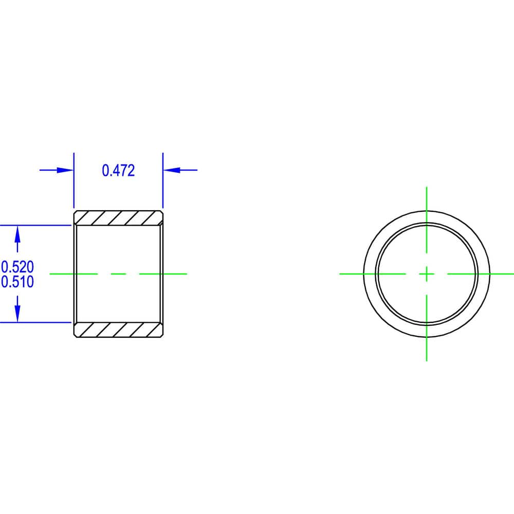 Idler Shaft Bore Adapters; Minimum Bore Diameter: 0.510 in; Maximum Bore Diameter: 0.520 in; Overall Width: 1; Material: Steel; Insert Material: Steel