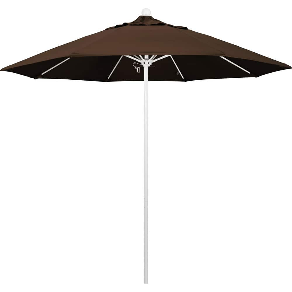 Patio Umbrellas; Diameter (Feet): 9; Height (Feet): 8.583; Fabric Color: Mocha; Base Included: No; Canopy Fabric: Pacifica; Fade Resistant: Yes; Additional Information: Push Lift; Frame Material: Aluminum