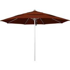 Patio Umbrellas; Diameter (Feet): 11; Height (Feet): 8.917; Fabric Color: Brick; Base Included: No; Canopy Fabric: Pacifica; Fade Resistant: Yes; Additional Information: Pulley Lift; Frame Material: Aluminum