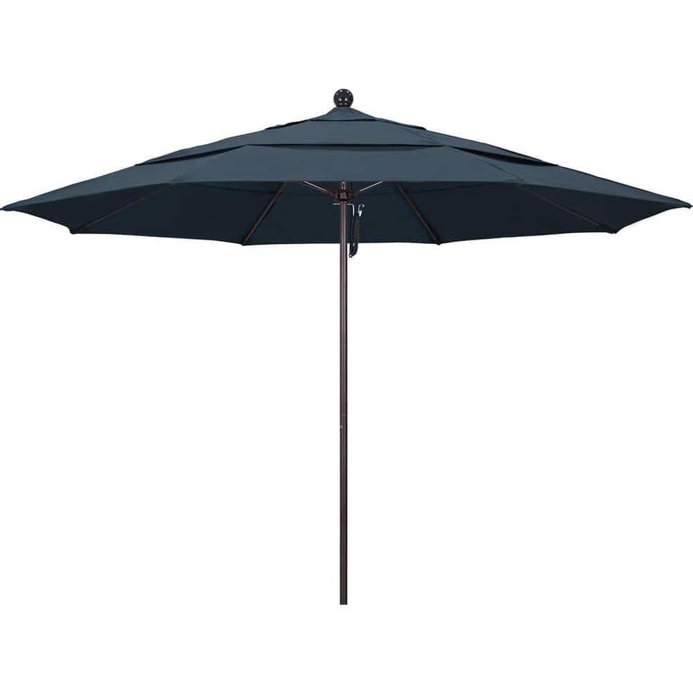 Patio Umbrellas; Diameter (Feet): 11; Height (Feet): 8.917; Fabric Color: Sapphire Blue; Base Included: No; Canopy Fabric: Pacifica; Fade Resistant: Yes; Additional Information: Pulley Lift; Frame Material: Aluminum