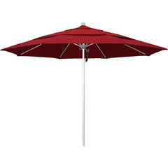 Patio Umbrellas; Diameter (Feet): 11; Height (Feet): 8.917; Fabric Color: Red; Base Included: No; Canopy Fabric: Pacifica; Fade Resistant: Yes; Additional Information: Pulley Lift; Frame Material: Aluminum