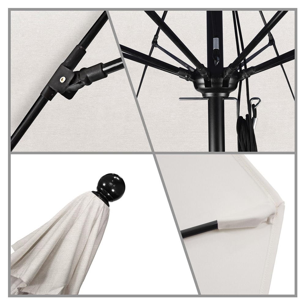 Patio Umbrellas; Diameter (Feet): 11; Height (Feet): 8.917; Fabric Color: Canvas; Base Included: No; Canopy Fabric: Pacifica; Fade Resistant: Yes; Additional Information: Pulley Lift; Frame Material: Aluminum