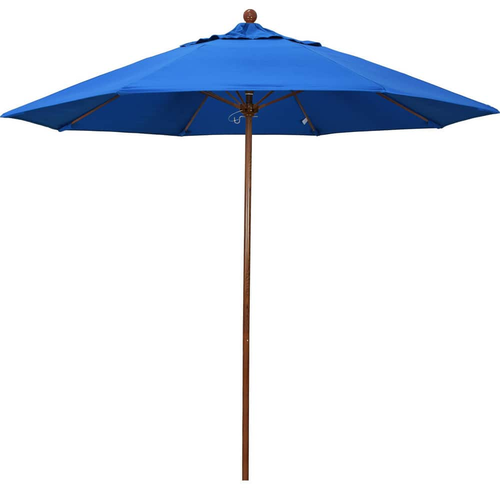 Patio Umbrellas; Diameter (Feet): 9; Height (Feet): 8.583; Fabric Color: Royla Blue; Base Included: No; Canopy Fabric: Olefin; Fade Resistant: Yes; Additional Information: Push Lift; Frame Material: Aluminum