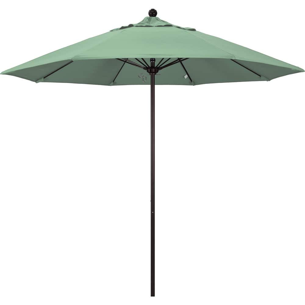 Patio Umbrellas; Diameter (Feet): 9; Height (Feet): 8.583; Fabric Color: Spa; Base Included: No; Canopy Fabric: Pacifica; Fade Resistant: Yes; Additional Information: Push Lift; Frame Material: Aluminum