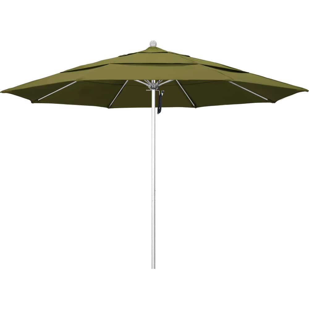 Patio Umbrellas; Diameter (Feet): 11; Height (Feet): 8.917; Fabric Color: Palm; Base Included: No; Canopy Fabric: Pacifica; Fade Resistant: Yes; Additional Information: Pulley Lift; Frame Material: Aluminum