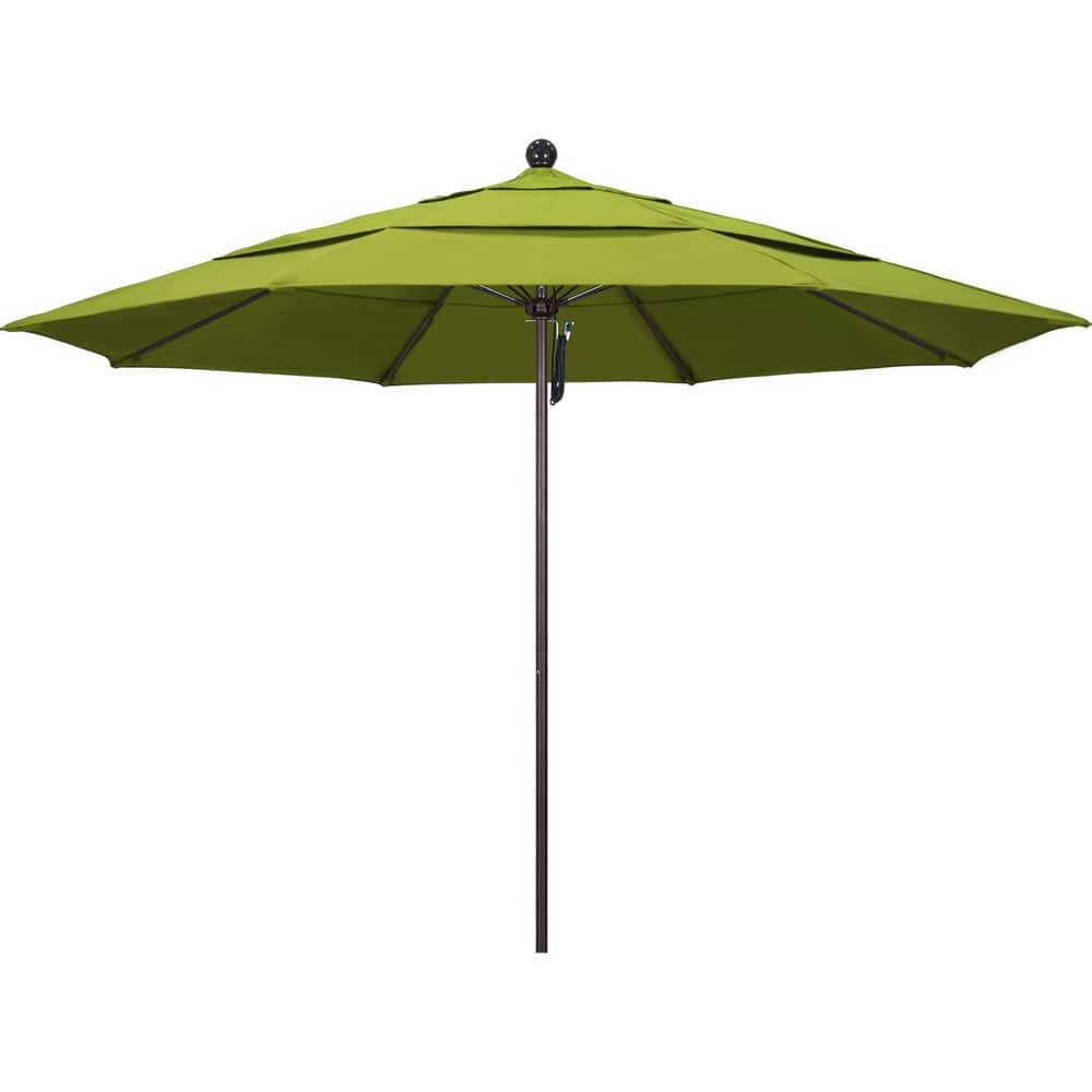 Patio Umbrellas; Diameter (Feet): 11; Height (Feet): 8.917; Fabric Color: Ginkgo; Base Included: No; Canopy Fabric: Pacifica; Fade Resistant: Yes; Additional Information: Pulley Lift; Frame Material: Aluminum