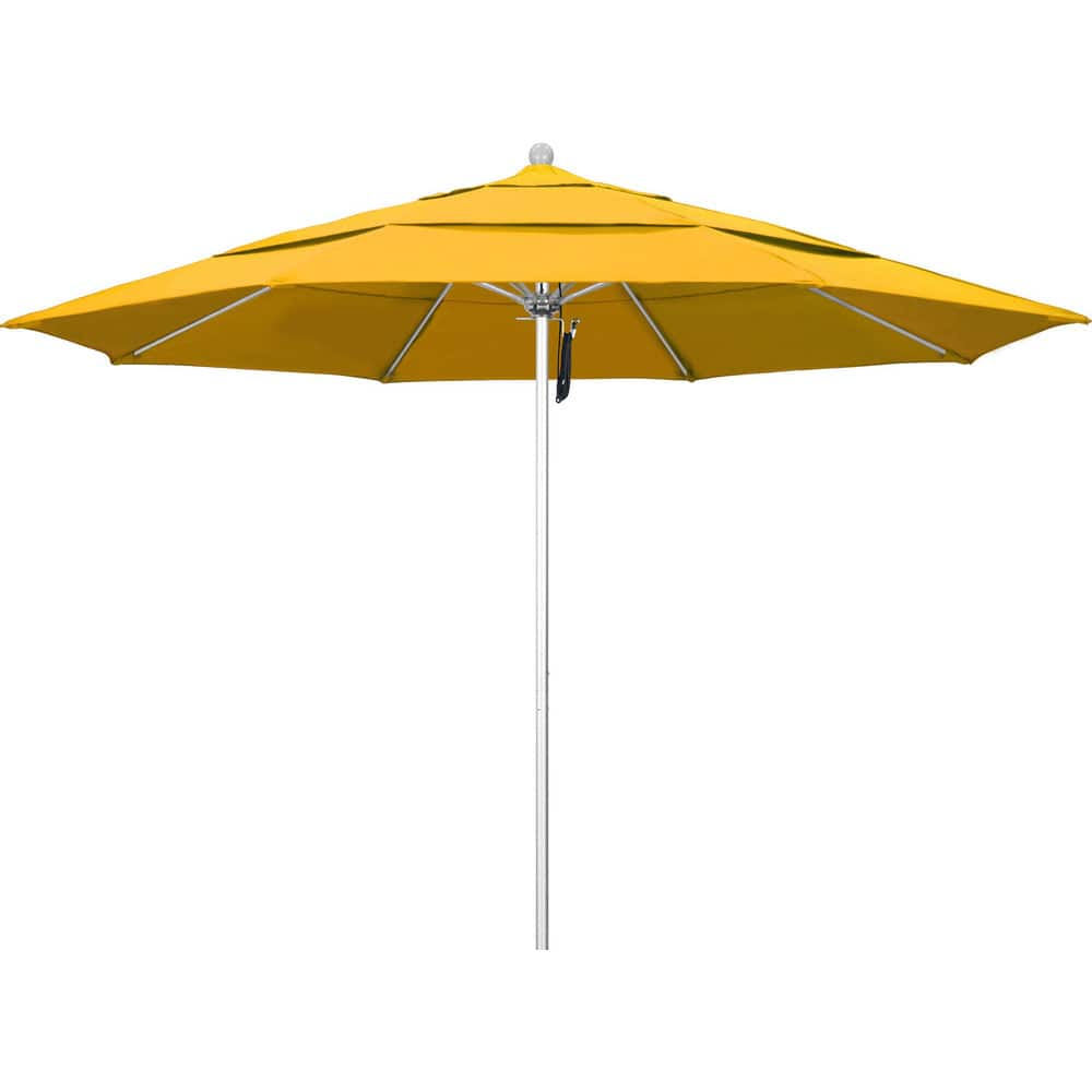 Patio Umbrellas; Diameter (Feet): 11; Height (Feet): 8.917; Fabric Color: Yellow; Base Included: No; Canopy Fabric: Pacifica; Fade Resistant: Yes; Additional Information: Pulley Lift; Frame Material: Aluminum