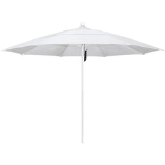 Patio Umbrellas; Diameter (Feet): 77; Height (Feet): 8.917; Fabric Color: Woven Granite; Base Included: No; Canopy Fabric: Pacifica; Fade Resistant: Yes; Additional Information: Pulley Lift; Frame Material: Aluminum