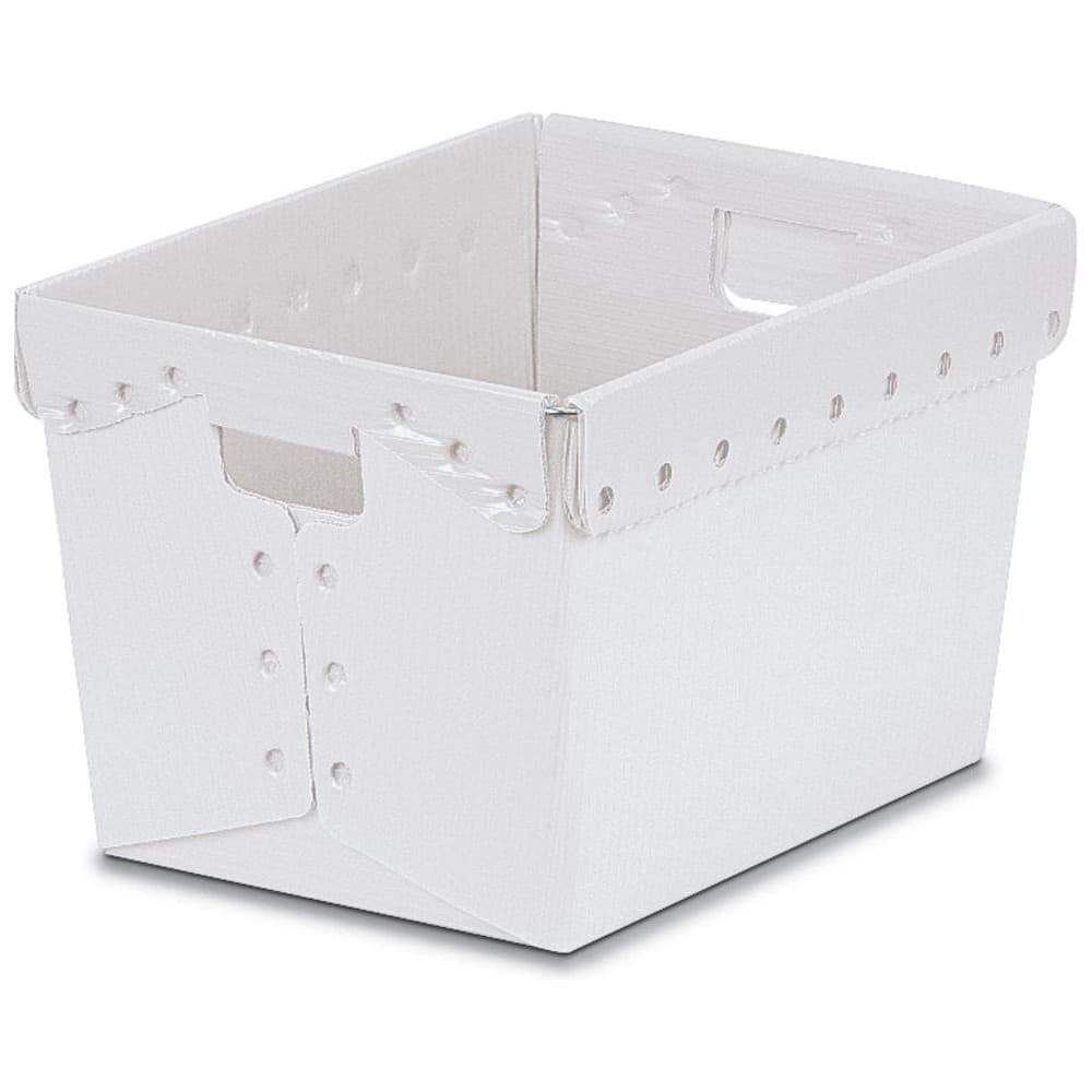 Plastic Storage Tote: 11.375″ High, 13.25″ Wide, 22.5″ Long White, Nesting