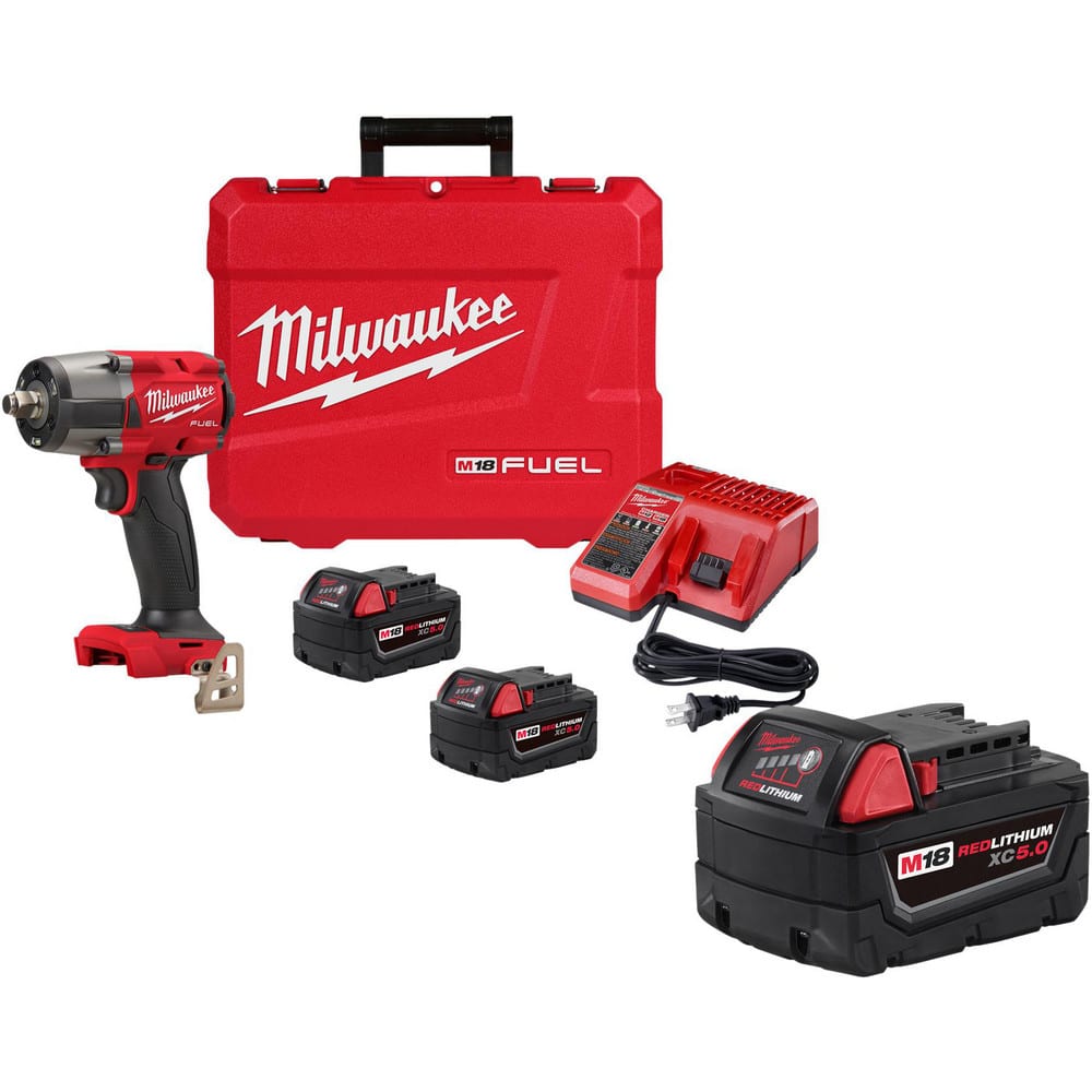 Cordless Impact Wrench: 18V, 1/2″ Drive, 3,000 BPM, 2,400 RPM 3 M18 RED LITHIUM XC Battery Included, 48-59-1812 Charger Included