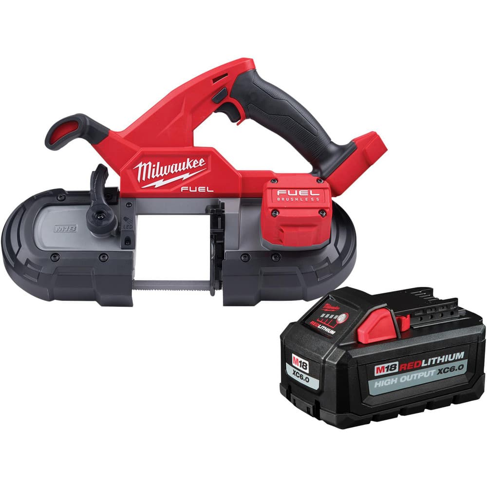 Cordless Portable Bandsaws; Voltage: 18.00; Cutting Capacity - Round: 3.25 in; Cutting Capacity - Rectangular: 3.25 in; Battery Included: Yes; Number Of Batteries: 1; Battery Series: M18; Battery Capacity: 6 Ah; Battery Chemistry: Lithium-ion; Includes: R