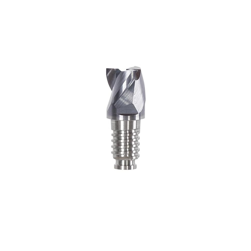 Square End Mill Heads; Mill Diameter (mm): 12.70; Mill Diameter (Decimal Inch): 0.5000; Number of Flutes: 3; Length of Cut (Decimal Inch): 0.3543; Length of Cut (mm): 9.0000; Connection Type: Duo-Lock 12; Overall Length (Inch): 0.5906; Overall Length (mm)