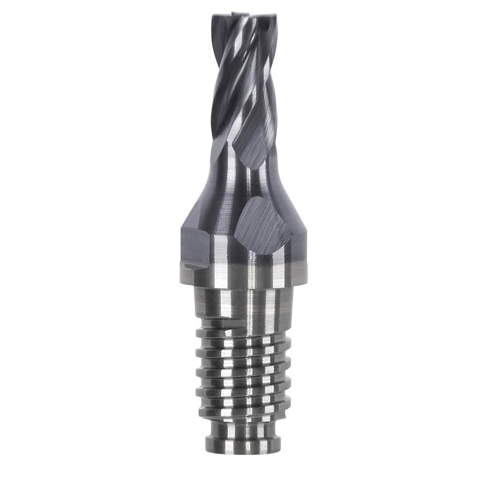 Square End Mill Heads; Mill Diameter (mm): 12.70; Mill Diameter (Decimal Inch): 0.5000; Number of Flutes: 3; Length of Cut (Decimal Inch): 0.7087; Length of Cut (mm): 18.0000; Connection Type: Duo-Lock 12; Overall Length (Inch): 0.9449; Overall Length (mm