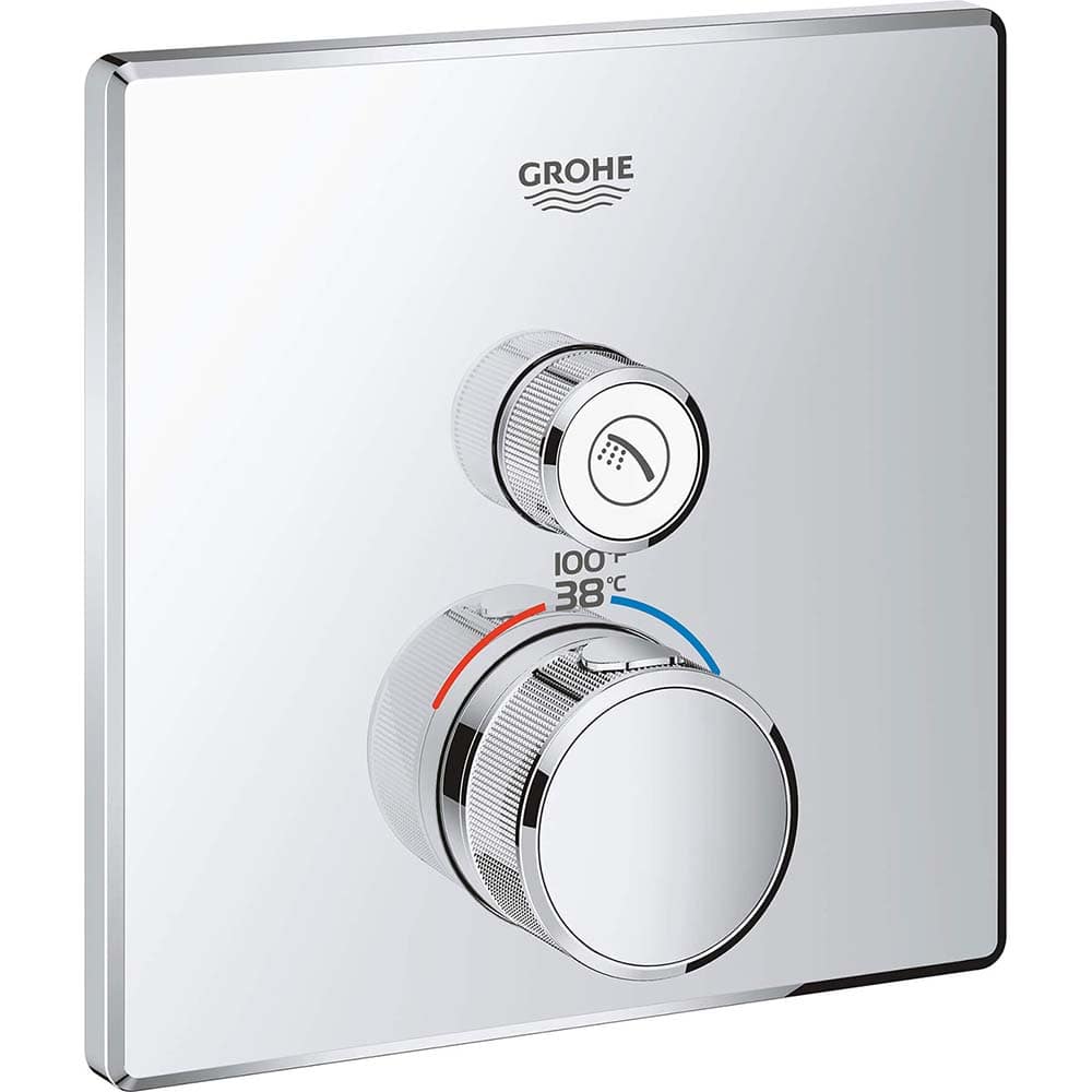 Grohe - Tub & Shower Faucets; Type: Valve Only Trim kit ; Style: Grohtherm Smartcontrol ; Design: Check Valve ; Material: Metal ; Handle Type: Knob ; Handle Material: Metal - Exact Industrial Supply