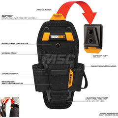 Tool Pouches & Holsters; Holder Type: Tool Pouch; Tool Type: Tool Belts & Accessories; Material: Polyester; Closure Type: No Closure; Color: Black; Number of Pockets: 4.000; Belt Included: No; Overall Depth: 4.13; Overall Height: 11.61; Insulated: No; Tet