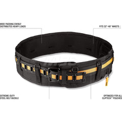 Tool Aprons & Tool Belts; Tool Type: Tool Belt; Minimum Waist Size: 32; Maximum Waist Size: 48; Material: Polyester; Number of Pockets: 0.000; Color: Yellow; Black; Belt Type: Padded; Adjustable; Overall Width: 5; Overall Length: 4.13; Insulated: No; Teth