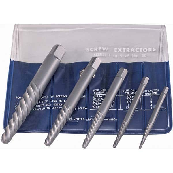 Cle-Line - Bolt Extractor Sets Tool Type: Screw Extractor Number of Pieces: 5.000 - Americas Tooling